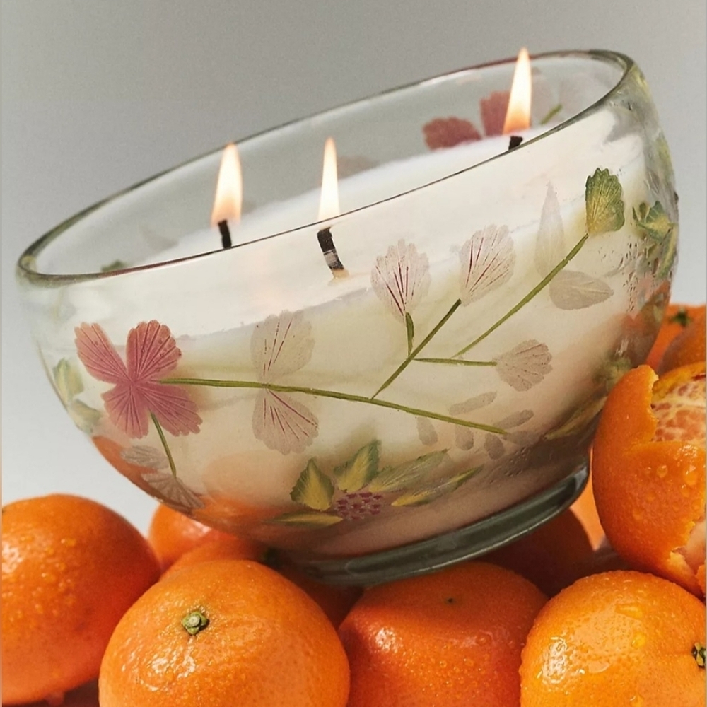 ❤️BUY 2 GET 1 FREE   Etched Fruity Clementine & Jasmine Glass Candle,$68.00 USD
